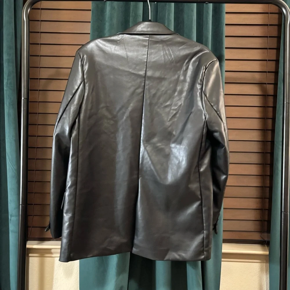 SHEIN Black Faux Leather Jacket Timeless Style - Picture 6 of 6